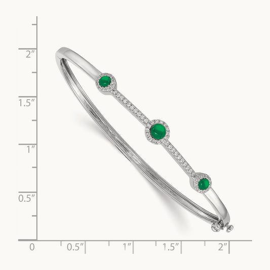 Diamond and Cabochon Emerald Bangle, 14K White Gold
