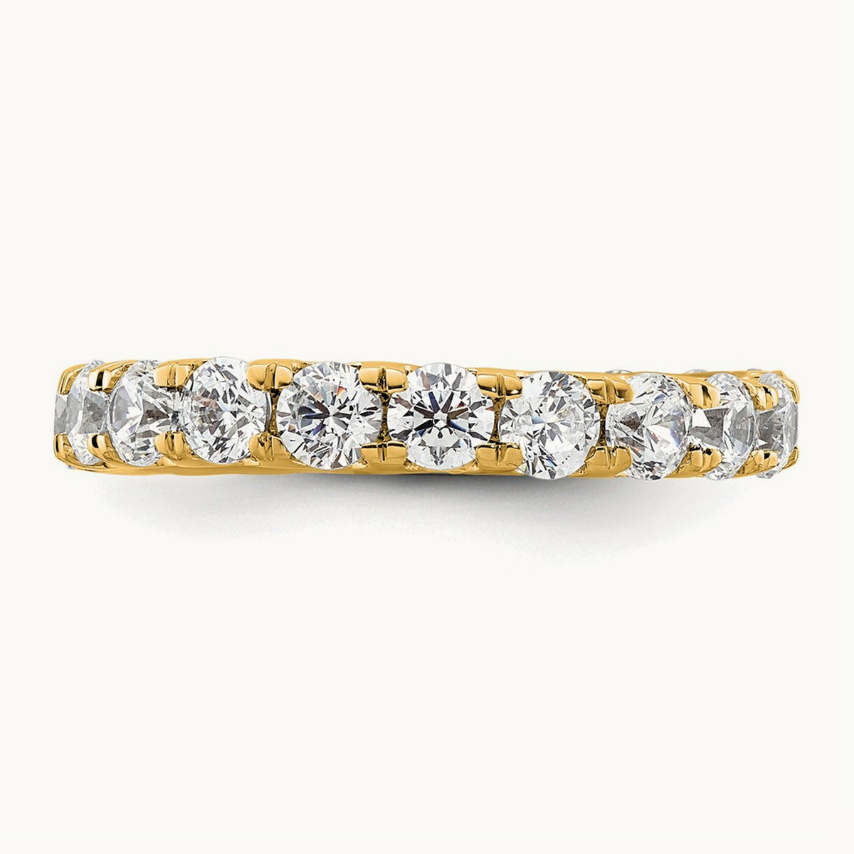 Polished U Shared Prong Diamond Eternity Band, 2.00 ct tw — 14K Yellow Gold