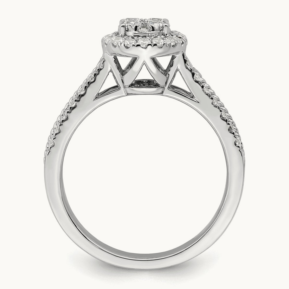 Oval Halo Cluster Engagement Ring, 0.75 ct tw