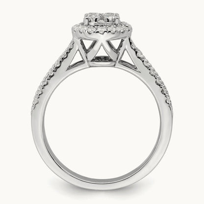 Oval Halo Cluster Engagement Ring, 0.75 ct tw