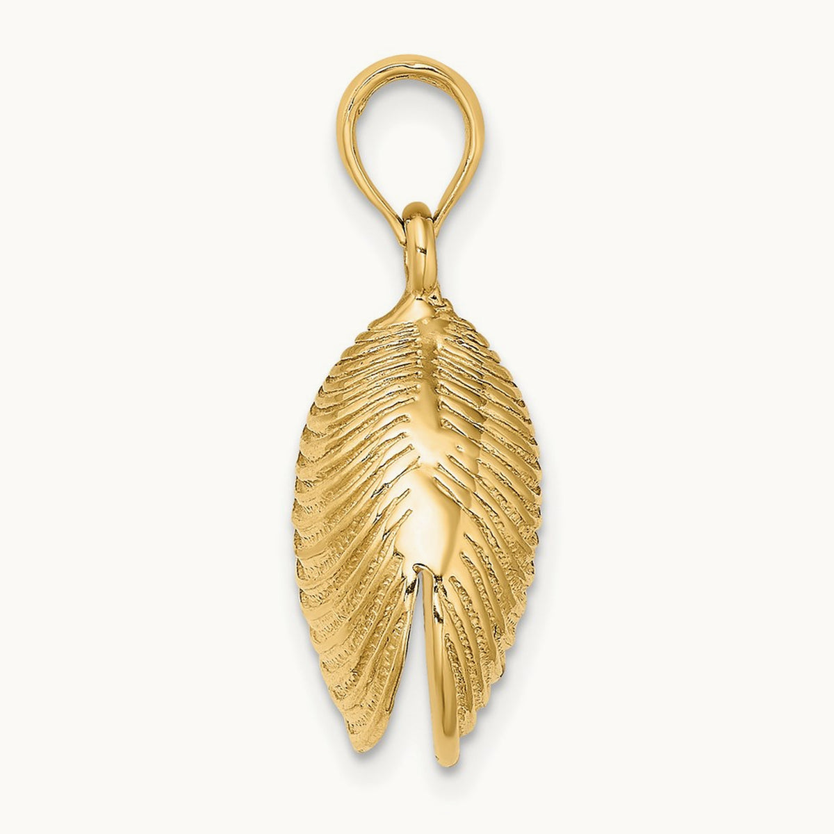 3-D Textured Clam Shell Charm, 14K