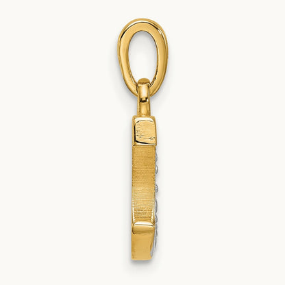 Diamond Letter C Initial Pendant, 14K with Rhodium