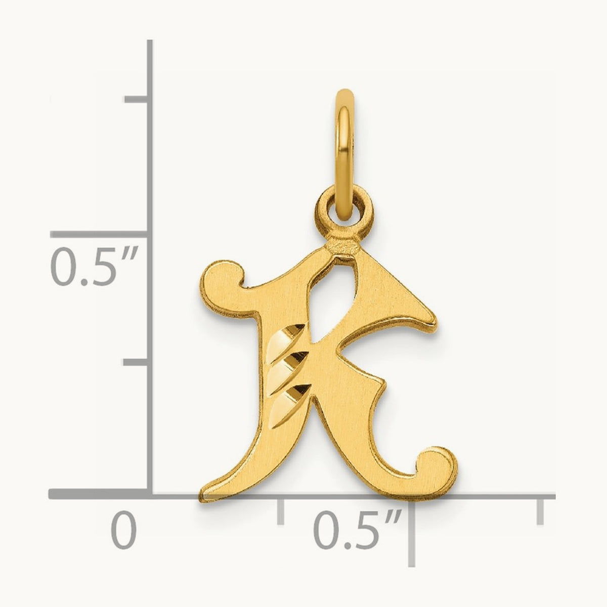 Diamond-cut Initial Charm — 14K Yellow Gold, K