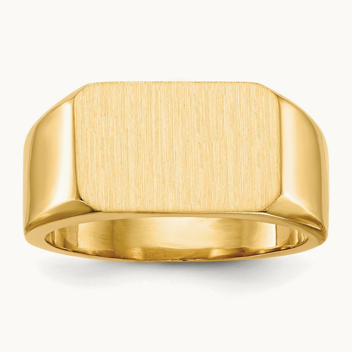 15.0x10. Closed Back Mens Signet Ring, 0mm, 14K