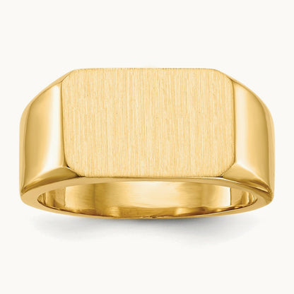 15.0x10. Closed Back Mens Signet Ring, 0mm, 14K