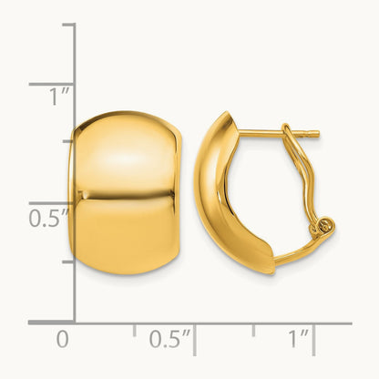 Polished Omega Back Earrings, 14K