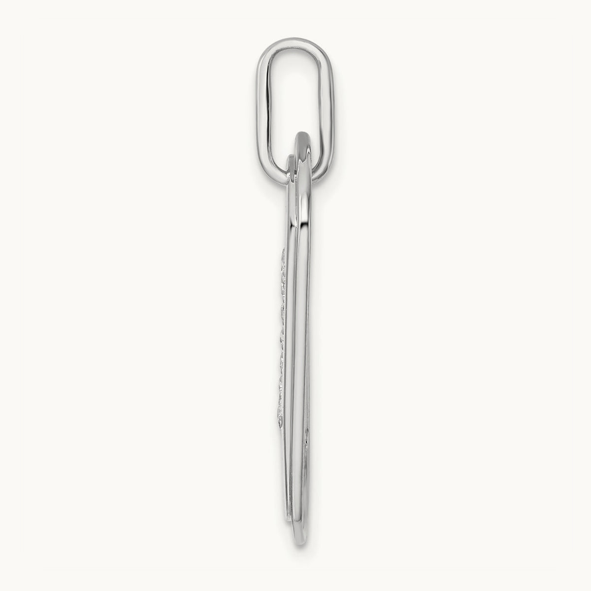 Diamond Dog Tag Charm — 14K White Gold, I