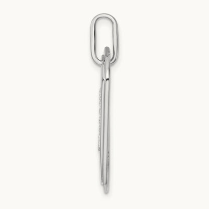 Diamond Dog Tag Charm — 14K White Gold, I