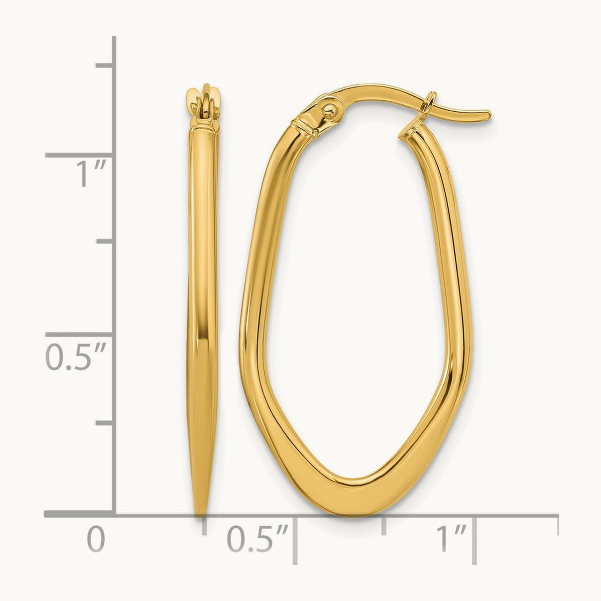 Polished Oval Hoop Earrings, 30mm — Leslie's in 14K Yellow Gold