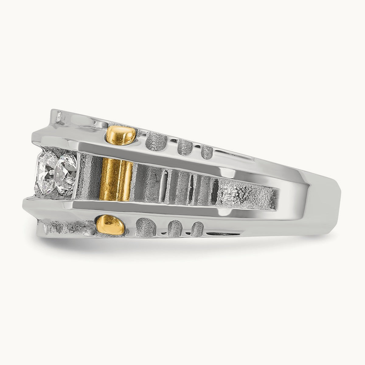 14ktt IBGoodman Men's Polished & Textured 5-Stone Diamond Ring