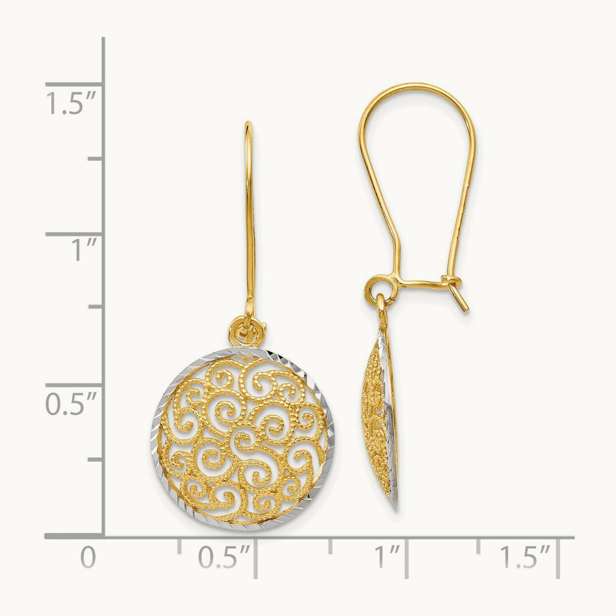 Filigree Dangle Earrings, 14K Two-tone — Leslie's