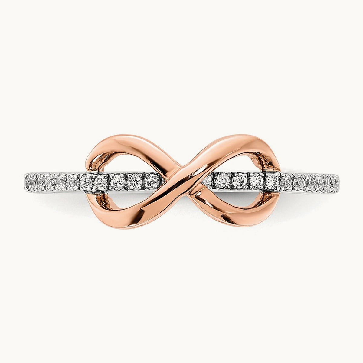 & Rose Polished Infinity Diamond Ring, 14K Two-tone White
