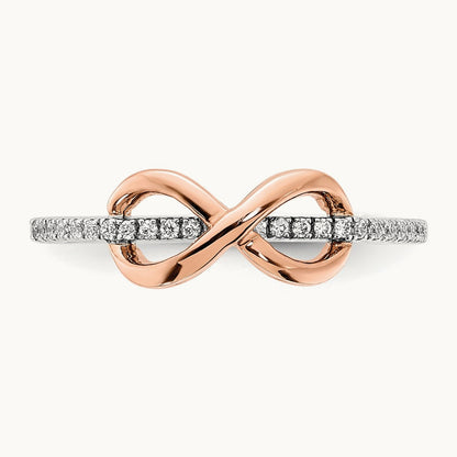 & Rose Polished Infinity Diamond Ring, 14K Two-tone White