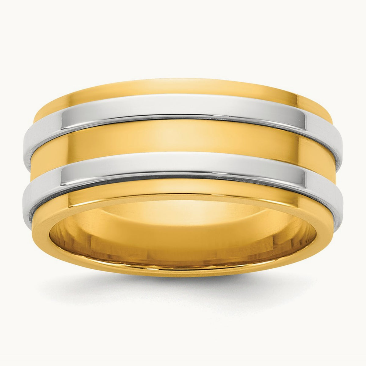 Y/W Double Banded Wedding Band, 8mm, 14K Two-tone