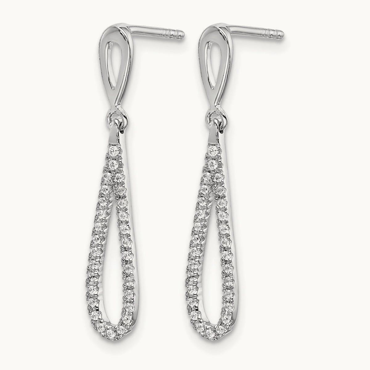 Polished Diamond Teardrop Dangle Post Earrings, 14K White Gold