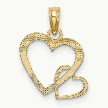 Flat Two Hearts Intertwined Charm, 14K