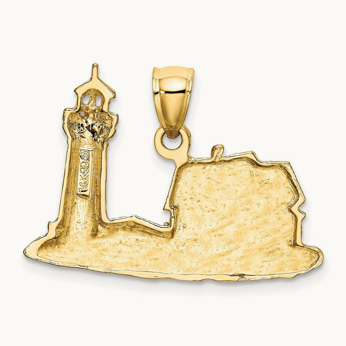 2-D Nubble Lighthouse Charm, 14K