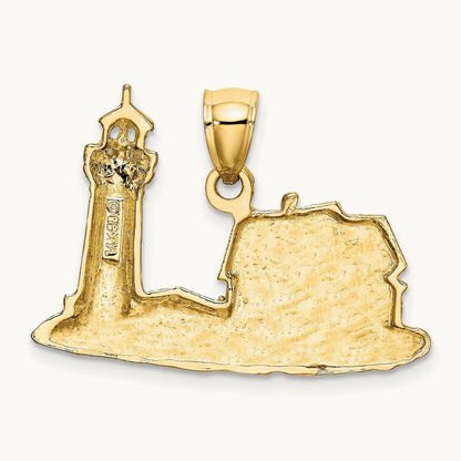 2-D Nubble Lighthouse Charm, 14K