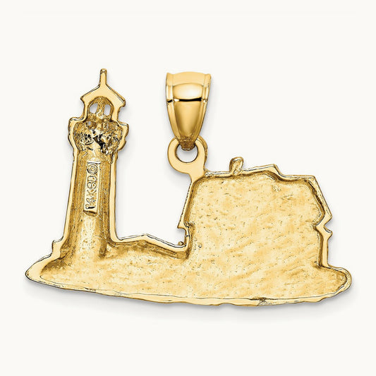 2-D Nubble Lighthouse Charm, 14K