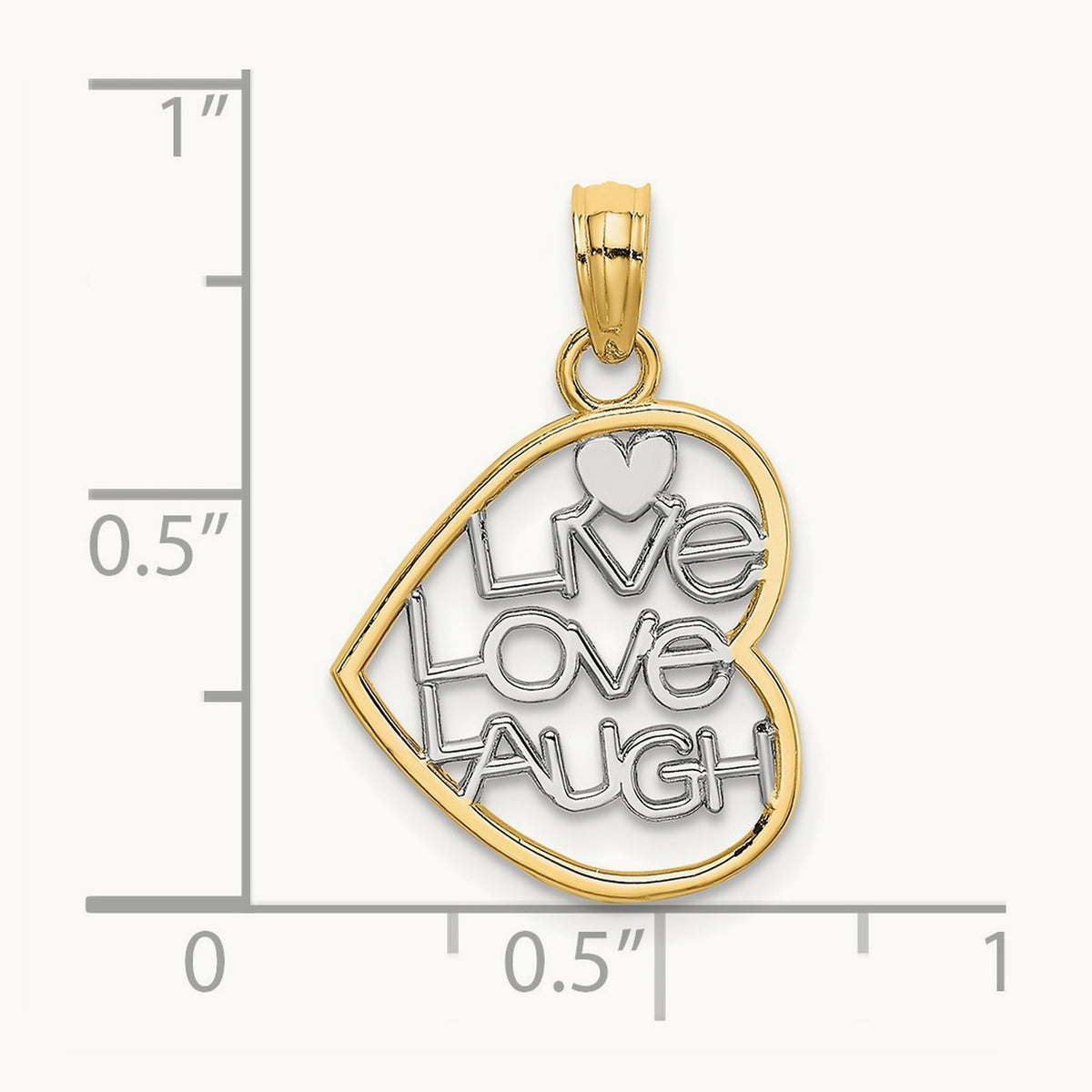 LIVE LOVE LAUGH In Heart Charm, 14K with Rhodium
