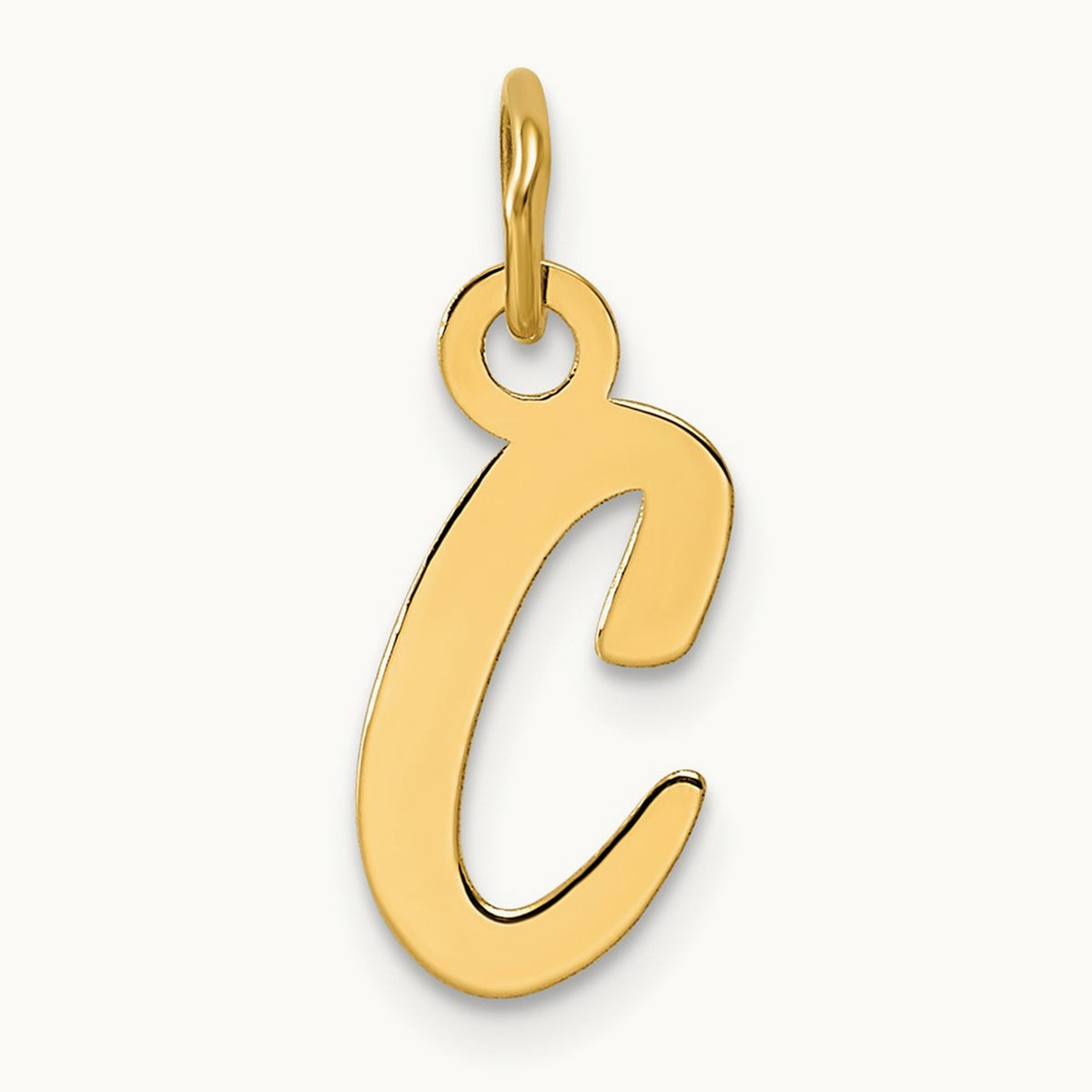 Slanted Block Initial Charm — 14K Yellow Gold, C