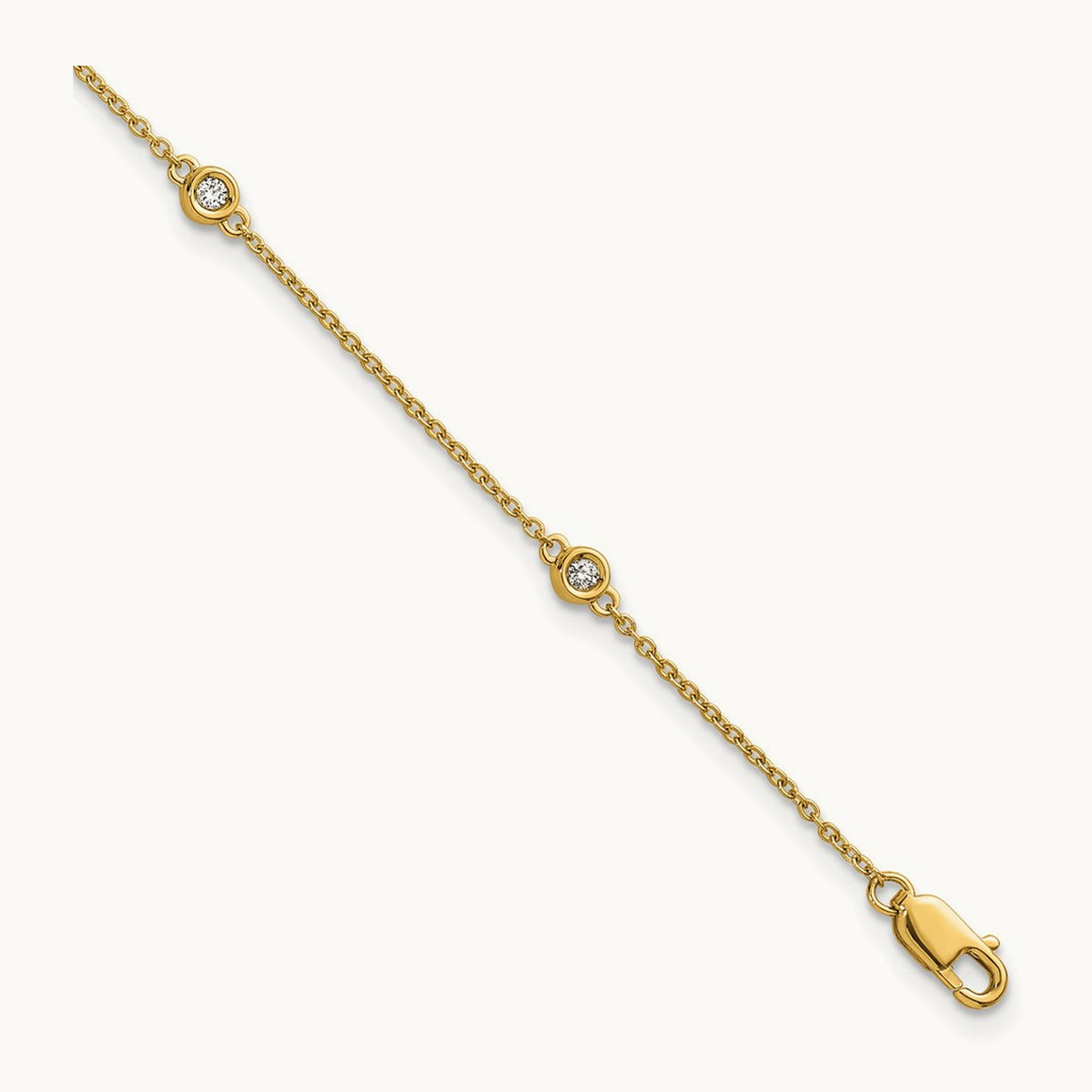 Diamond Station Cable Bracelet — 14K Yellow Gold