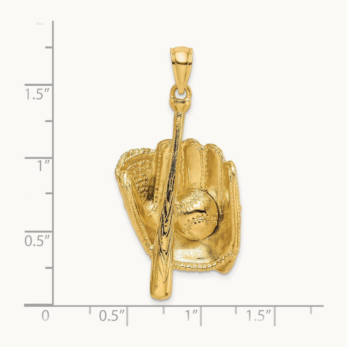 3-D Baseball Glove, Bat, Ball Charm, 14K