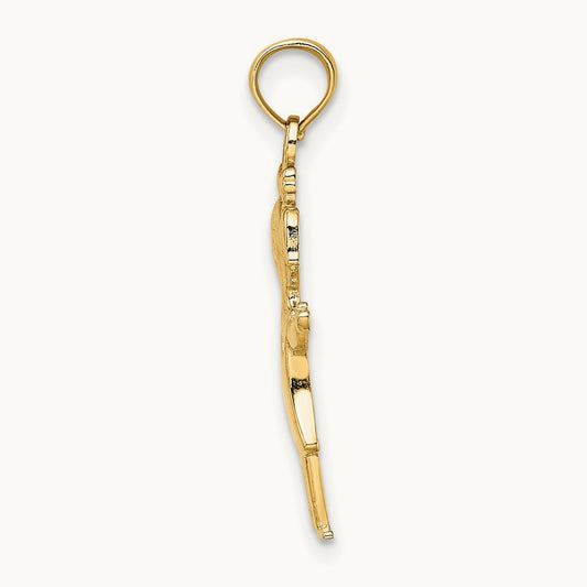 Solid Polished Girl with Pig-Tails Charm, 14K