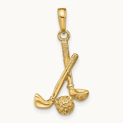3-D Clubs and Ball Pendant, 14K