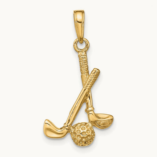 3-D Clubs and Ball Pendant, 14K