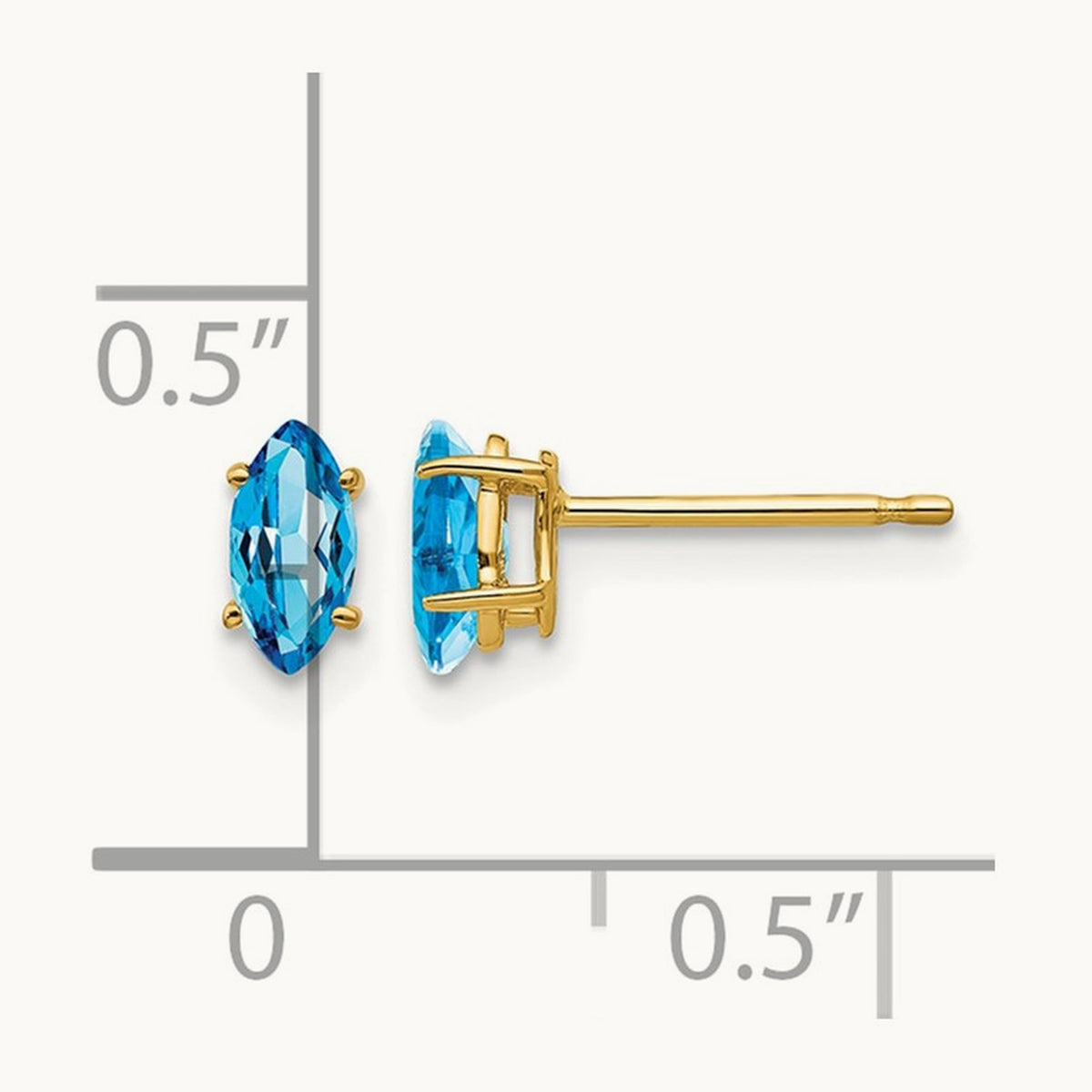 6x3mm Marquise Blue Topaz earring, 14K