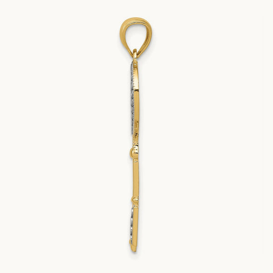 Polished Heart Key Charm with white rhodium — 32mm
