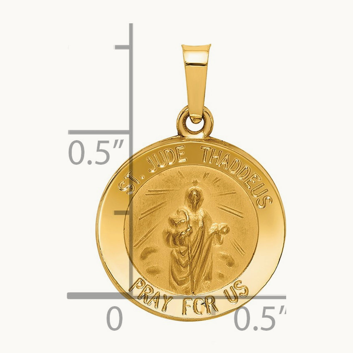 Polished and Satin St Jude Thaddeus Medal Hollow Pendant — 22mm