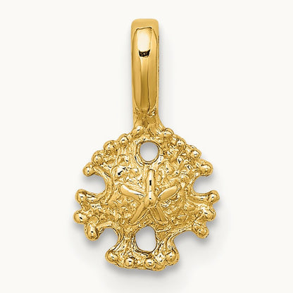 Mini Sand Dollar with Fixed Bail Charm, 14K