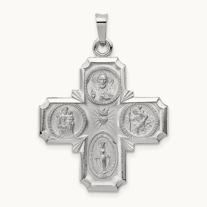 Four-Way Medal Pendant — 14K White Gold, 35.75mm