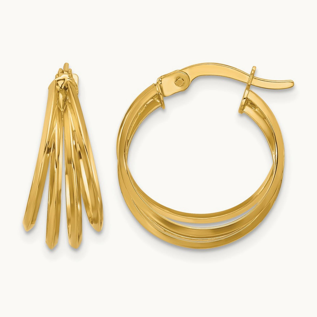 Polished Hoop Earrings, 14K — Leslie's