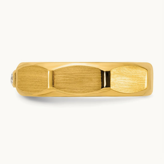IB Goodman Mens Satin Complete 1/10ct Diamond Ring, 14K Yellow Gold