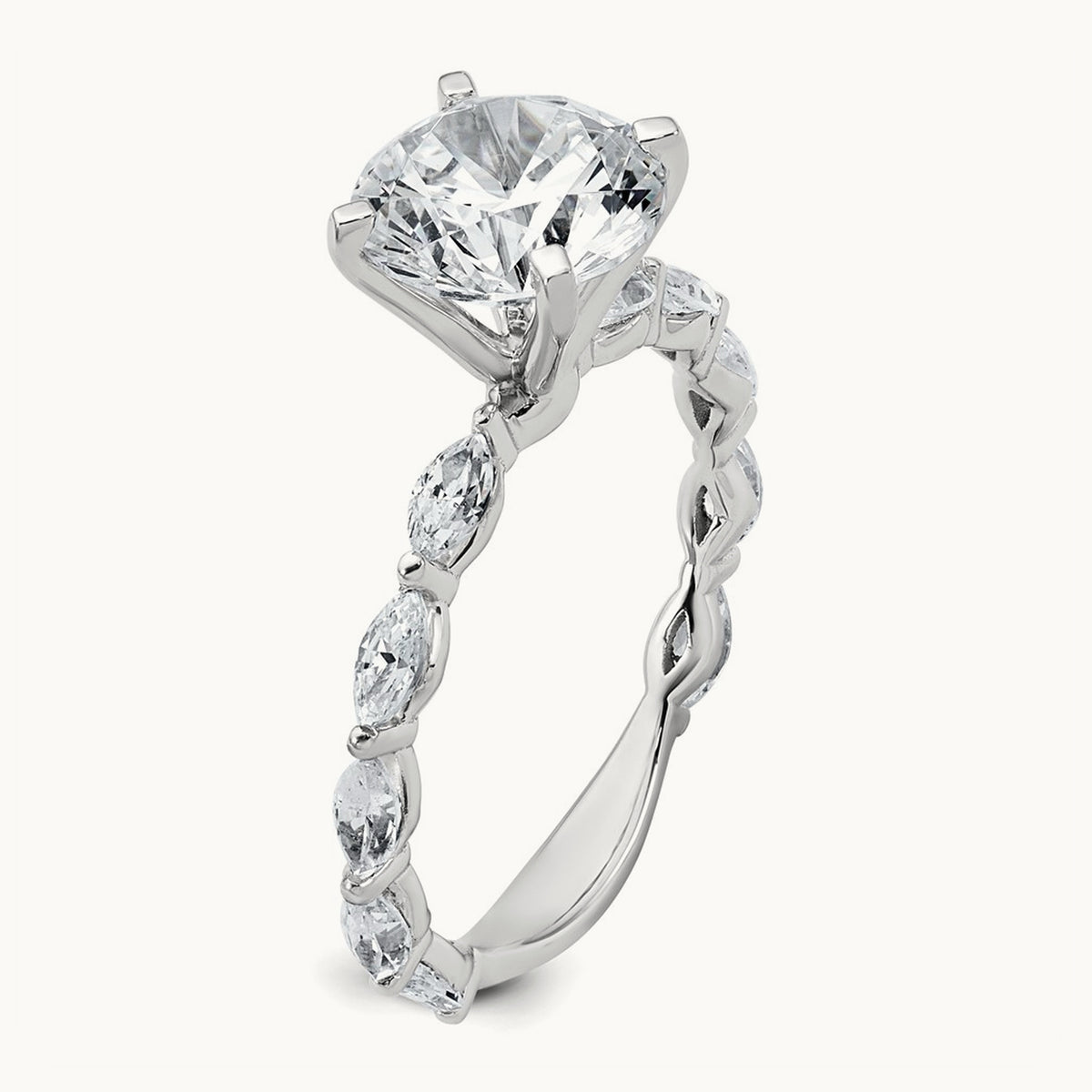 Round Semi-Mount Engagement Ring — 14K White Gold, 7