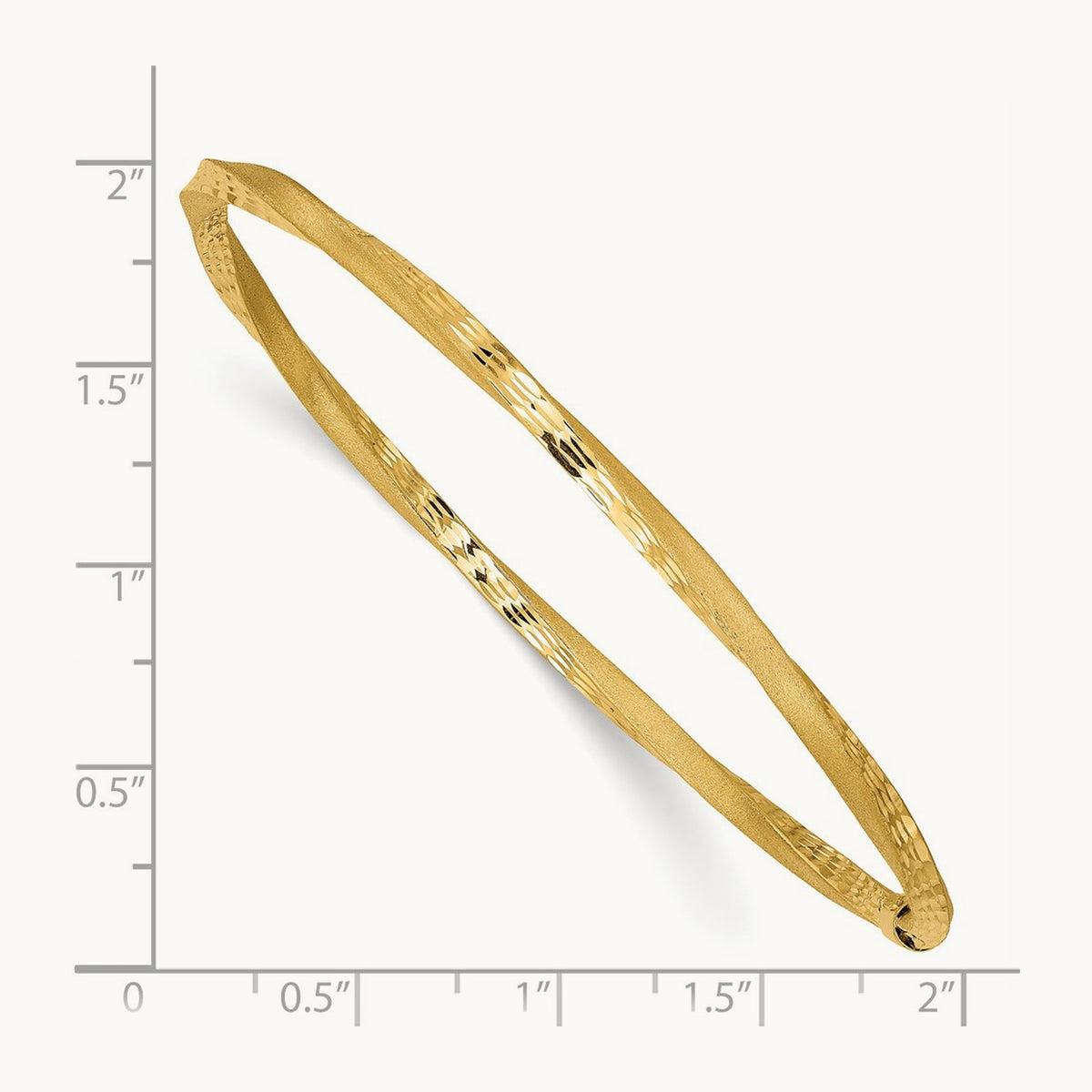 Satin Finish Diamond-cut Twist Slip-on Bangle, 3mm, 14K