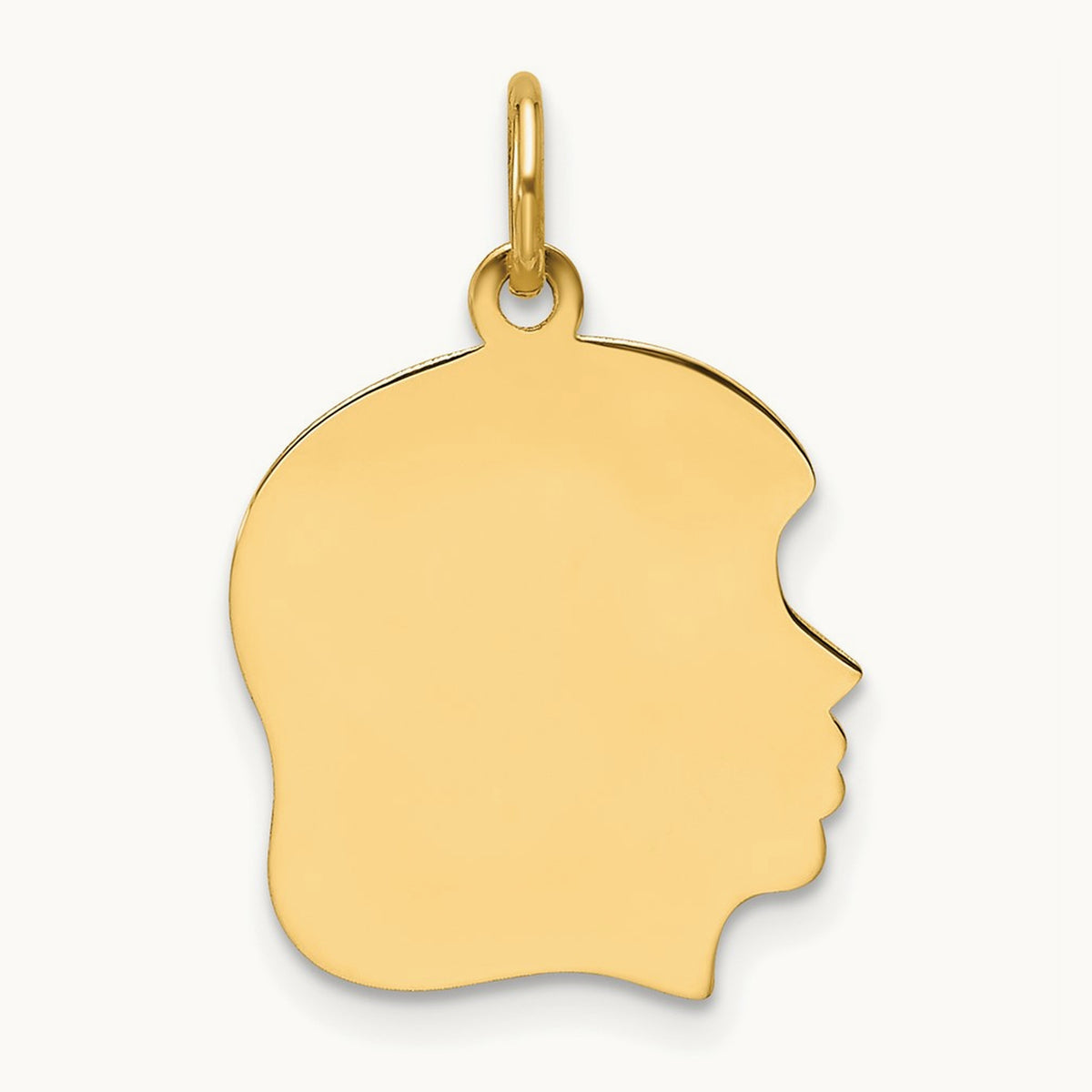 Plain Medium .027 Gauge Facing Right Engravable Girl Head Charm — 21.3mm