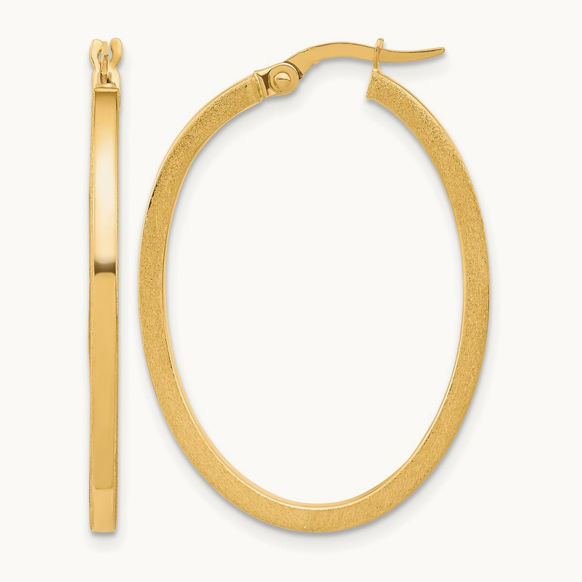 Brushed and Polished Oval Hoop Earrings, 10K — Leslie's