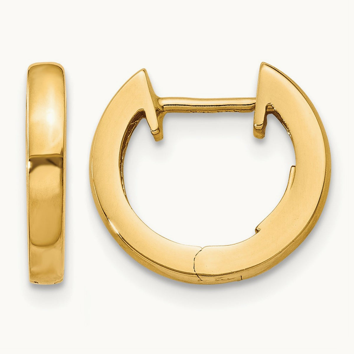 Polished Hinged Hoop Earrings, 2mm, 14K