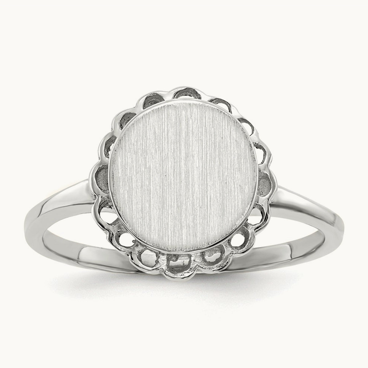 8.5x9. Open Back Signet Ring, 0mm, 14K White Gold