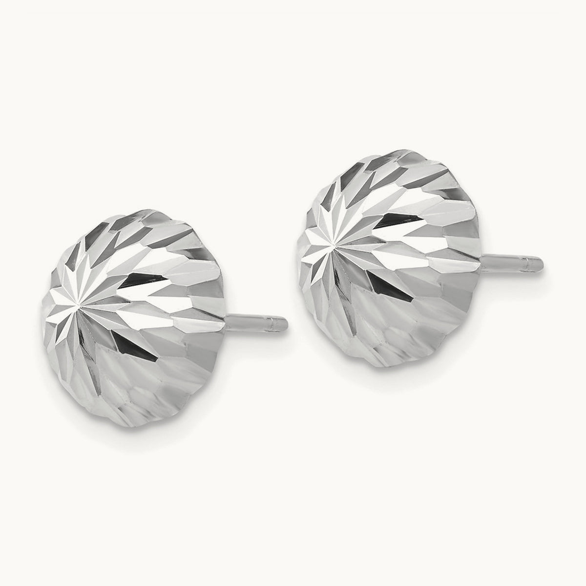 Polished & Diamond-Cut Half Ball Post Earrings — 9.5mm