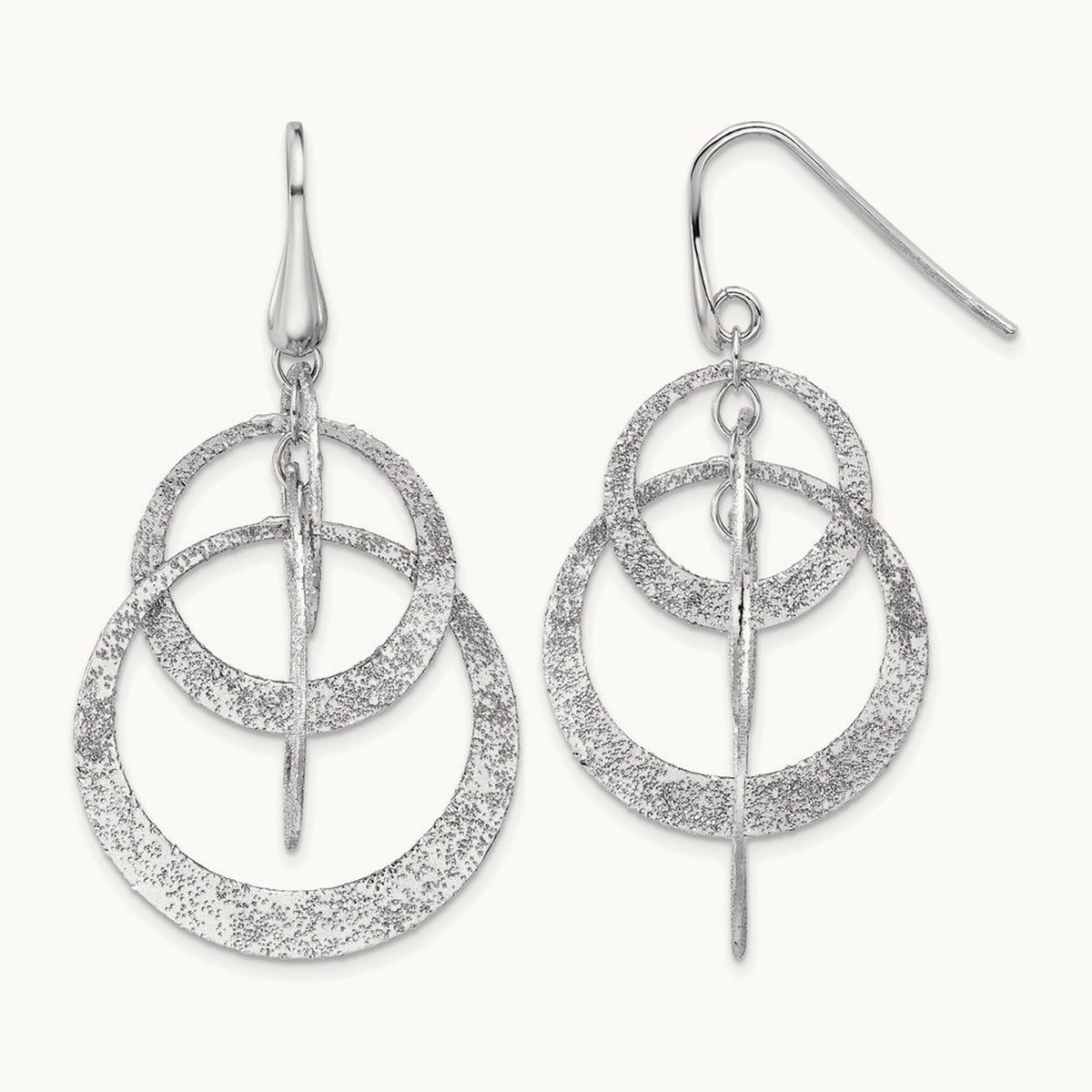 SS RH-plated Radiant Essence Polished/Textured Dangle Earrings — Leslie's