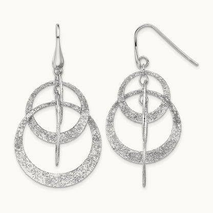 SS RH-plated Radiant Essence Polished/Textured Dangle Earrings — Leslie's