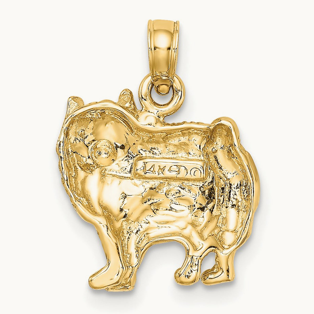 Polished Pomeranian Dog Charm, 14K
