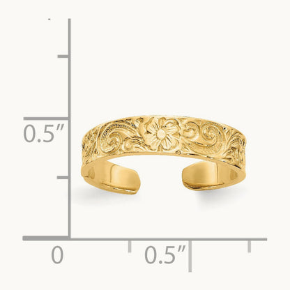 Flower/Scroll Toe Ring, 14K