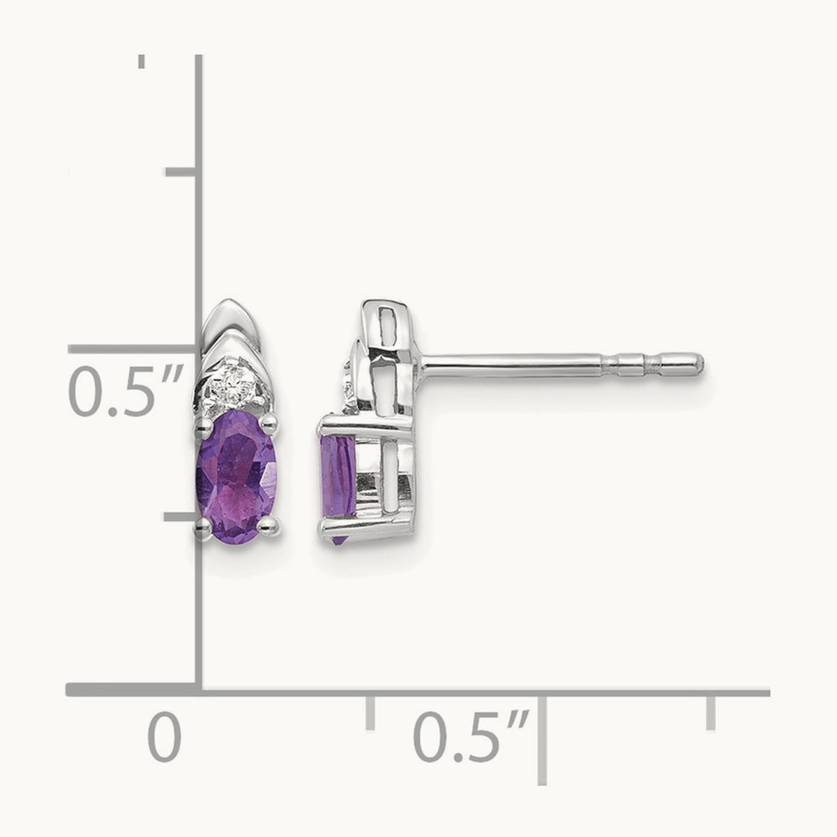 Amethyst and Diamond Post Earrings — photo set