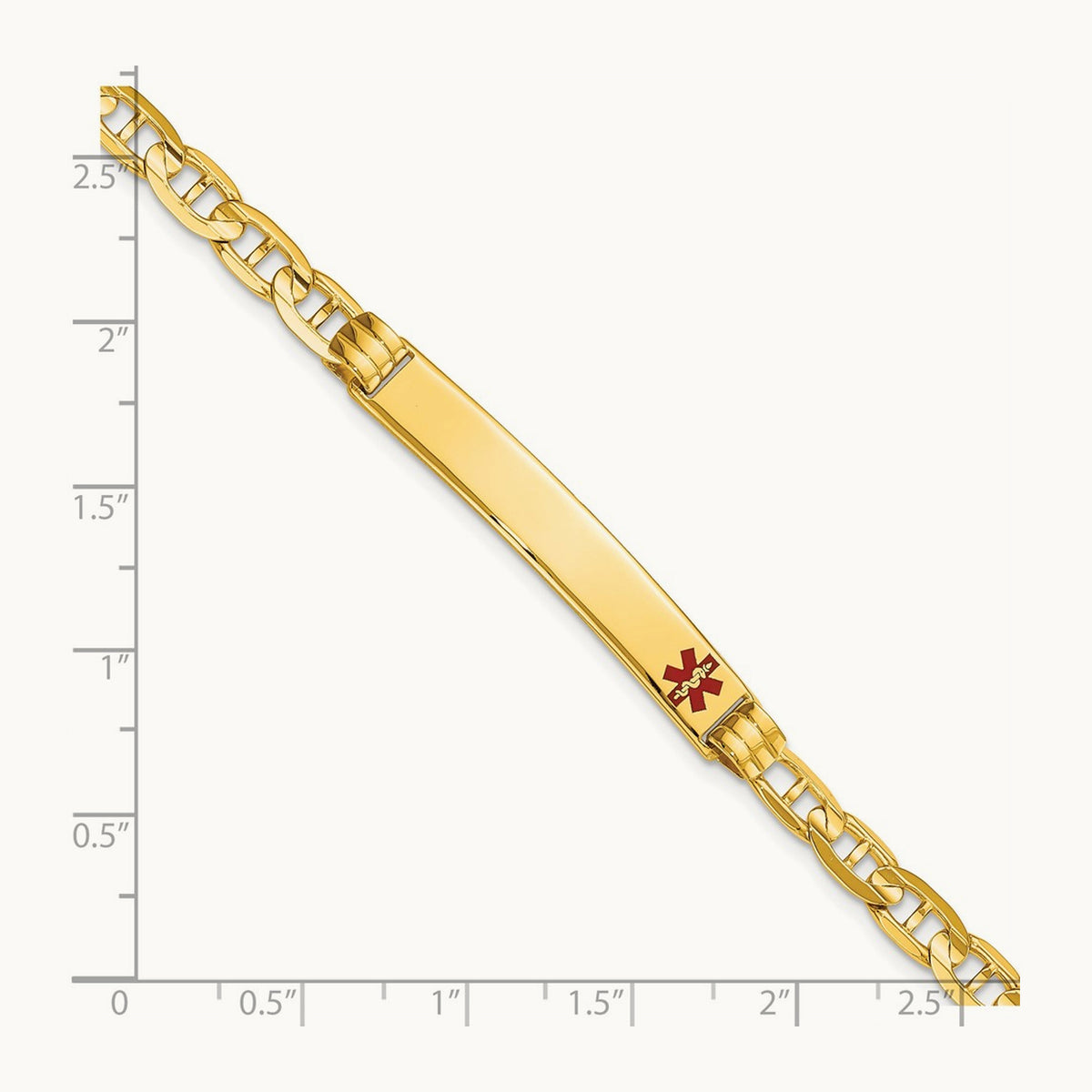 Medical Red Enamel Anchor ID Bracelet — 7mm